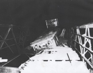 September 1958 - Housey's Rapids Bridge Crumbles under Tractor Trailer