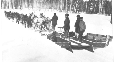 1920's Ryde plowing snow with horses